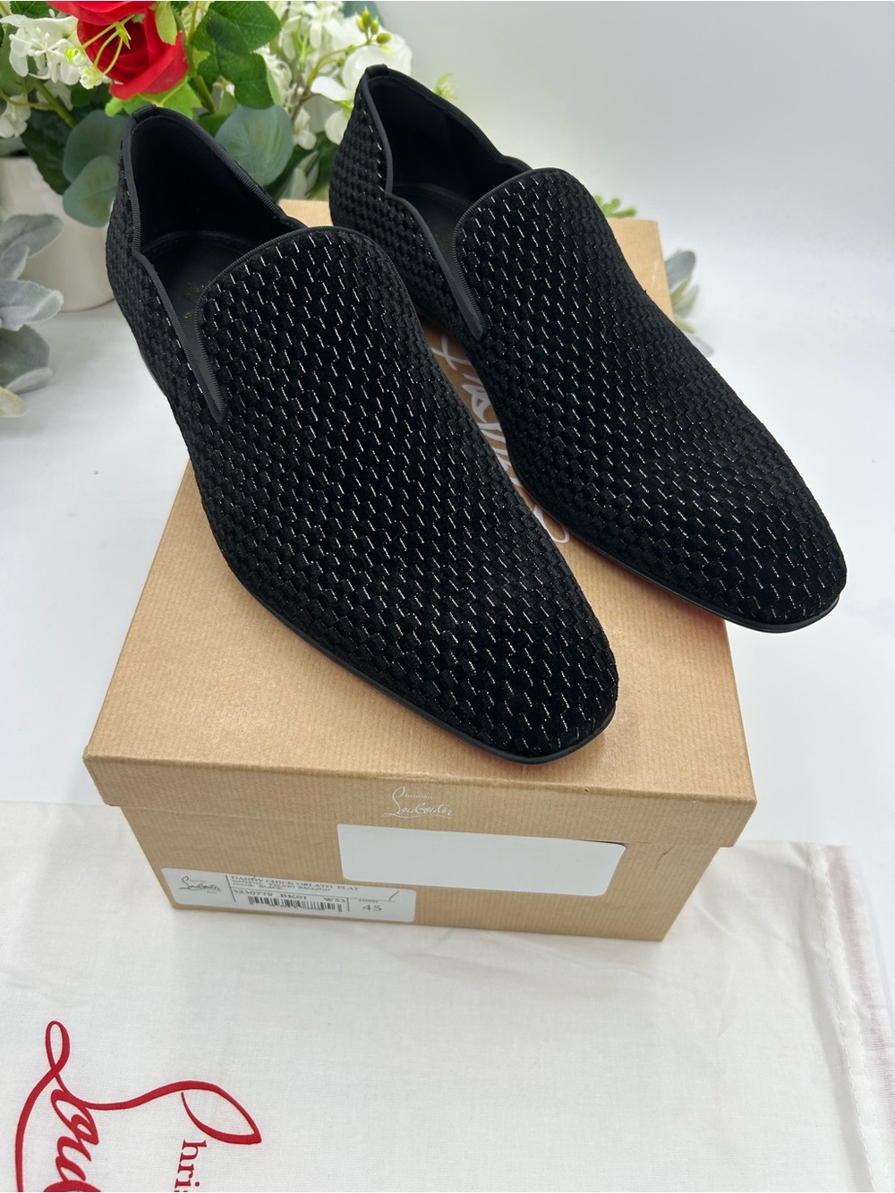 Men's Christian Louboutin dandy chick jacquard loafers size 45 made in Italy